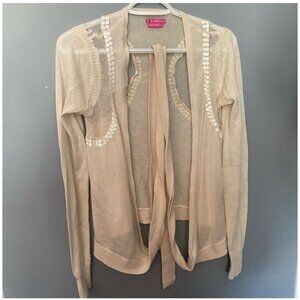 BCBGirls Cream Wrap Long Sleeve Cardigan Women's Size Medium Cozy Knit